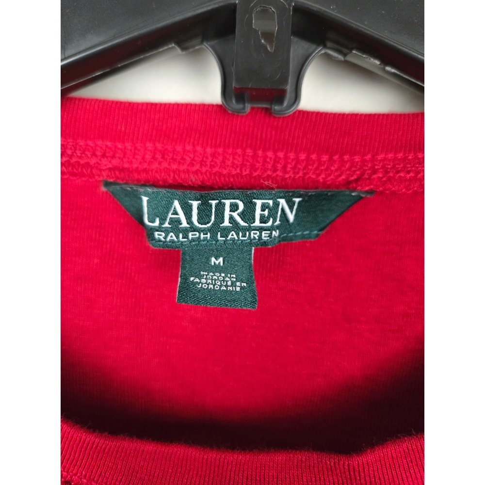 Lauren Ralph Lauren Red Long Sleeve Crew Neck Top,Suede Shoulder Elbow Patches M - Picture 3 of 8